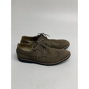 Clarks Tor England Taupe Nubuck Cushion Oxford Lace Up Wingtip Brogue Mens 9.5